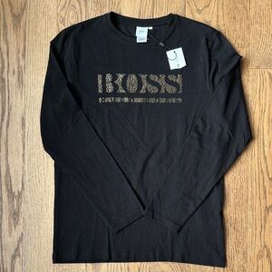 Boss by Hugo Boss Black Long Sleeve Logo Tee Kids Size 14 NWT